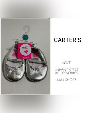 CARTER’S - 3/6M - NWT - INFANT GIRLS SILVER BALLET FLATS / SHOES